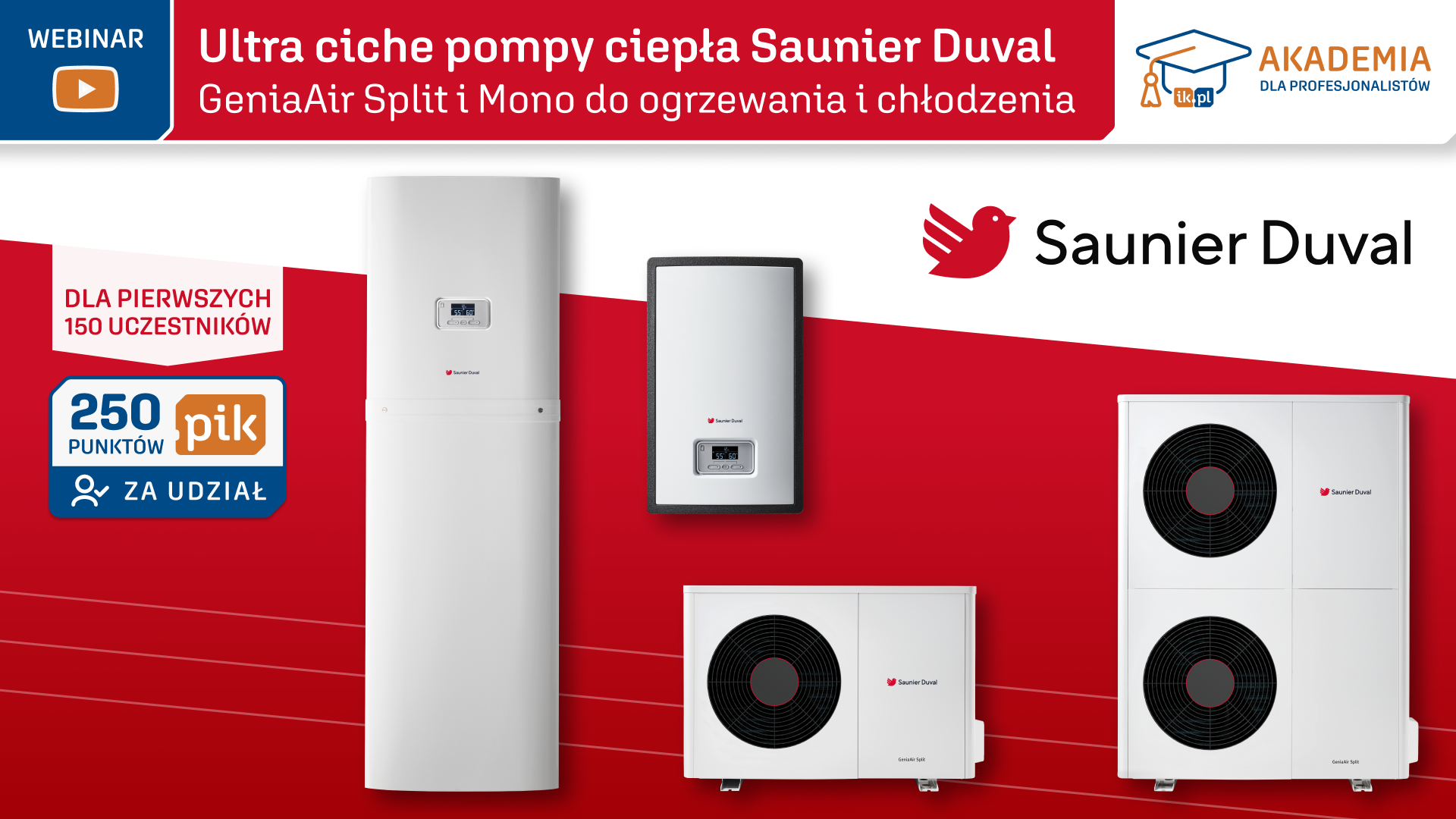 Ultra ciche pompy ciepła Saunier Duval GeniaAir Split i Mono do ogrzewania i chłodzenia