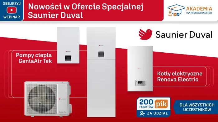 Nowości w Ofercie Specjalnej Saunier Duval - pompy ciepła GeniaAir Tek i kotły elektryczne Renova Electric