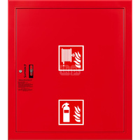 Hydrant DN 25 wnękowy z miejscem na gaśnicę pod zwijadłem, wąż 20 m, zamek patent, RAL 3000