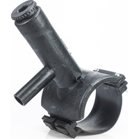 Trójnik siodłowy PE z nawiertką 63x 25 czarny z obejmą WEBA