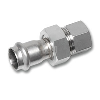 Śrubunek SANHA NiroSan Press z uszczelką trzyczęściowy, stal nierdzewna, 22 mm x 1'' (zw x GW)