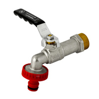 Zawór kulowy PERFEXIM PHA-070 mosiądz niklowany czerpalny, PN10 3/4'' GZ x szybkozłączka do węża mrozoodporny, uchwyt: dźwignia