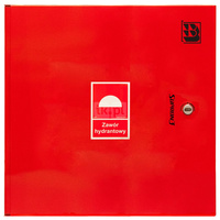 Dwa zawory hydrantowe typ ZH-52 wraz z obudową. Szafka ochronna 550. Szafka zawieszana, Znak B, zamek OTS, kolor RAL 3000