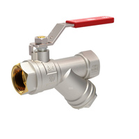 Zawór kulowy SENA Ni-free, z filtrem, 1/2GW x 1/2GW, dźwignia INOX
