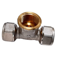 Trójnik QIK Skręcany do rur wielowarstwowych mosiądz 26 mm x 1'' x 26 mm (złącze skręcane x GW x złącze skręcane)