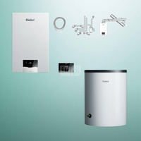 Pakiet - Kocioł gazowy jednofunkcyjny VAILLANT ecoTEC plus VC 15CS/1-5 kondensacyjny wiszący 2.8 - 16.4 kW+ Zestaw powietrzno-spalinowy + RegulatorsensoCOMFORT 720 + Zasobnik c.w.uVIH R 120/6 B