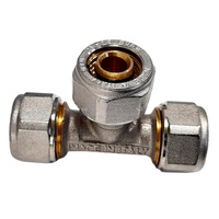 Trójnik QIK Skręcany do rur wielowarstwowych redukcja mosiądz 26 mm x 16 mm x 16 mm (złącze skręcane x złącze skręcane x złącze skręcane)