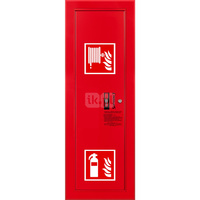 Hydrant DN 25 wnękowy boczny z miejscem na gaśnicę, wąż 20 m, zamek patent, RAL 3000 lewy