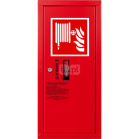 Hydrant DN 52 zawieszany boczny z koszem, wąż 15 m, zamek patent, RAL 3000 lewy