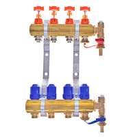 Rozdzielacz do ogrzewania podłogowego QIK Optimo BASIC III - RMSZT-2-50 10-obieg. mosiądz GW 1'' x GZ 3/4'' + przepływomierz