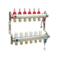 PHA-127/1/S/Z 8-obwodowy PN6 Rozdzielacz ze stali nierdzewnej do ogrzewania podłogowego z odpowietrznikiem ręcznym oraz ze złączkami 16x1/2"