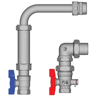 ZESTAW PRZYŁĄCZENIOWY LICZNIKA ENERGII CIEPLNEJ KĄTOWY O ROZSTAWIE 110 MM, KIESZEŃ SONDY M10 x 1, 3/4’’GW x 1’’GZ