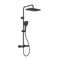 Deszczownia Malaga z baterią termostatyczną, natryskową, ścienną, black