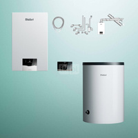 Pakiet - Kocioł gazowy jednofunkcyjny VAILLANT ecoTEC plus VC 15CS/1-5 kondensacyjny wiszący 2.8 - 16.4 kW+ Zestaw powietrzno-spalinowy + RegulatorsensoCOMFORT 720f + Zasobnik c.w.uVIH R 150/6 B