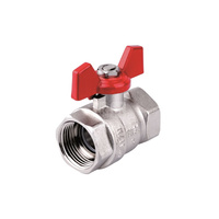 Zawór kulowy PERFEXIM PHA-002 mosiądz niklowany, PN30 1/2'' GW, uchwyt: motylek (czerwony)