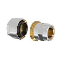 Złącze FLAMCO MEIBES PLUS DVGW dwuczęściowy, mosiądz (niklowanie) / mosiądz (niklowanie), 3/4'' (GW gazowy walcowy x PZ), 53 mm z uszczelką, PN10 bar