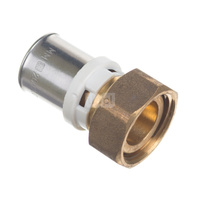 Półśrubunek prosty zaprasowywany QIK, mosiądz, 1 1/4'' x 32 mm (NZ x złącze zaprasowywane)