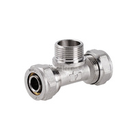 Trójnik PERFEXIM 708 mosiądz niklowany 16 mm x 1/2'' x 16 mm (zz x GZ x zz)