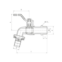 Zawór kulowy PERFEXIM 3102 mosiądz niklowany czerpalny, PN10 1/2'' GZ x przyłącze do węża, uchwyt: dźwignia
