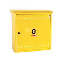 Skrzynka gazowa, 600x600x250, naścienna, metalowa, ze skośnym daszkiem - żółta