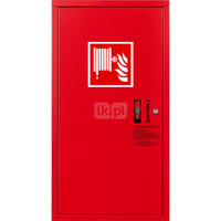 Hydrant DN 33 zawieszany boczny, wąż 20 m, ocynk fasada, zamek patent, RAL 3000 lewy