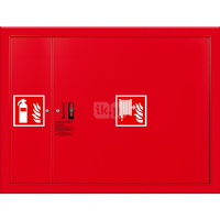 Hydrant DN 25 FIT wnękowy z miejscem na gaśnicę obok zwijadła, wąż 30 m, zamek patent, RAL 3000