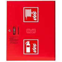 Hydrant DN 52 zawieszany z koszem, 600x500x200 mm, z miejscem na gaśnicę, wąż 15 m, zamek patent, RAL 3000