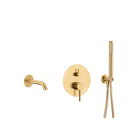 MOZA zestaw wannowy podtynkowy z baterią 3 funkcyjną, złoty szczotkowany pvd