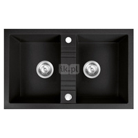 MEZZO II zlewozmywak granitowy 2-komorowy 48/78, grafit