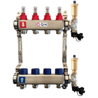 Rozdzielacz do ogrzewania podłogowego QIK STANDARD II 6-obieg. inox GW 1'' x GZ 3/4'' + przepływomierz
