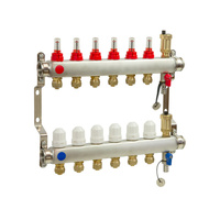 PHA-127/Z 14-obwodowy PN6 Rozdzielacz ze stali nierdzewnej do ogrzewania podłogowego z odpowietrznikiem automatycznym i złączkami 16x1/2"