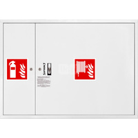Hydrant DN 25 zawieszany z miejscem na gaśnicę obok zwijadła, wąż 20 m, zamek patent, RAL 9003