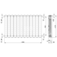 Grzejnik żeberkowy KFA Armatura ADR500/12 aluminium, podłączenie boczne 570 x 966 mm, kolor biały