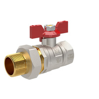 Zawór kulowy SENA VA30 prosty Ni-Free, 1 1/4GW x 1 1/2GZ, z półśrubunkiem 1 1/4, pokrętło motylkowe