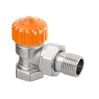 Automatyczny zawór termostatyczny z ogranicznikiem przepływu w technologii AFC, Eclipse DN 10, kątowy