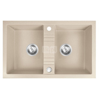 MEZZO II zlewozmywak granitowy 2-komorowy  48/78, piasek