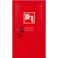 Hydrant DN 33 wnękowy boczny, wąż 30 m, ocynk fasada, zamek patent, RAL 3000 prawy