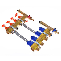 Rozdzielacz do ogrzewania podłogowego QIK Optimo STANDARD III - RMSZT-1-50 10-obieg. mosiądz GW 1'' x GZ 3/4'' + przepływomierz