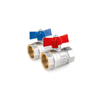 Kurek kulowy do wody powietrza glikolu (W/W motylek) ART. 121 EFAR 10/100 DN 3/4"Nieb.