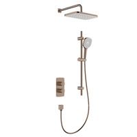 Zestaw natryskowy Malaga, termostatyczny, podtynkowy z drążkiem przesuwnym, PVD brushed rose gold