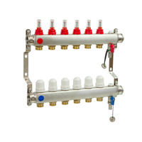 PHA-127/1/S 14-obwodowy PN6 Rozdzielacz ze stali nierdzewnej z odpowietrznikiem ręcznym do ogrzewania podłogowego