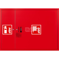 Hydrant DN 52 zawieszany z miejscem na gaśnicę obok kosza, wąż 15 m, zamek patent, RAL 3000