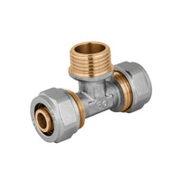 Trójnik PERFEXIM 608 mosiądz niklowany 16 mm x 1/2'' x 16 mm (zz x GZ x zz)