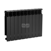 Grzejnik żeberkowy KFA Armatura G500F aluminium, podłączenie boczne 572 x 805 mm, kolor czarny (RAL 9005)