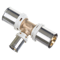 Trójnik QIK XPRT zaprasowywany redukcja mosiądz 32 mm x 16 mm x 32 mm (złącze zaprasowywane)