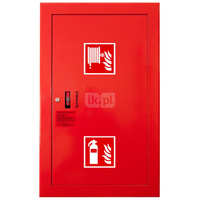 Hydrant DN 52 wnękowy z koszem, 850x500x200 mm, z miejscem na gaśnicę, wąż 2x15 m, zamek patent, RAL 3000