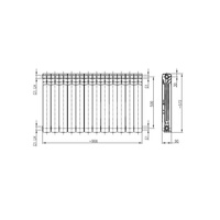 Grzejnik żeberkowy KFA Armatura G500F/12 aluminium, podłączenie boczne 572 x 966 mm, kolor grafit (RAL 9007), moc 1692 W